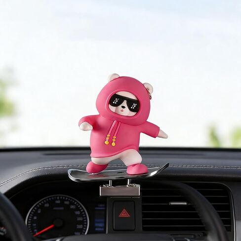Skateboard Bear Car Dashboard Ornament for Toyota Venza XU80 2020-2025, Sliding Car Interior Decoration Cool Auto Accessories Gift,Purple in Kuwait