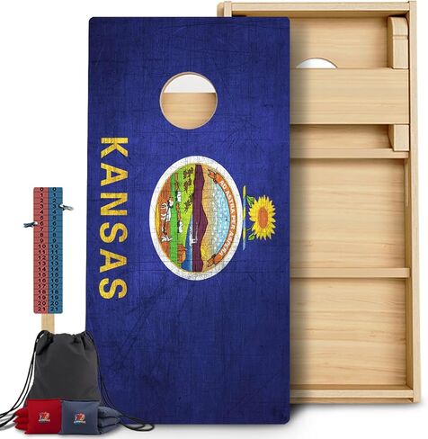 CornholeGamesUSA Pro Cornhole Boards Set | Made in USA | 3/4 Baltic Birch | No Bounce | Triple Thick Legs | Two Brace & Handles, Tournament 2x4 Regulation Set with Score Tower & Cornhole Bags in Saudi Arabia