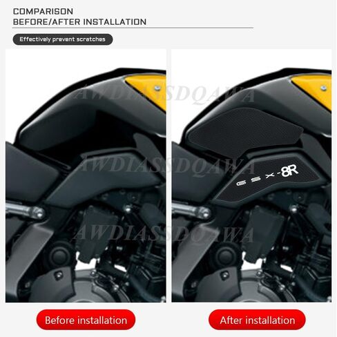 لـ GSX-8R GSX8R GSX 8R 2024-2026 وسادة خزان الوقود الجانبية للدراجة النارية GSX8R 2025 ملصقات واقية لمقبض الركبة بالغاز وسادة جر Tankpad (مجموعة واحدة) أسود in Kuwait