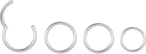 4 Pcs 18G Nose Rings Septum Piercing for Women Men, Gold/Silver 316L Surgical Stainless Steel Hypoallergenic Clicker Lip Tragus Cartilage Ring Hoops Set 6mm 8mm 10mm 12mm in Saudi Arabia