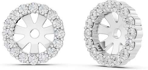 Dazzlingrock Collection Round White Diamond Halo Removable Earring Jackets for Women in 925 Sterling Silver (0.18 ctw, Color I-J, Clarity I2-I3) in Kuwait