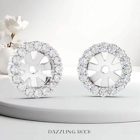 Dazzlingrock Collection Round White Diamond Halo Removable Earring Jackets for Women in 925 Sterling Silver (0.18 ctw, Color I-J, Clarity I2-I3) in Kuwait