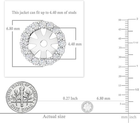 Dazzlingrock Collection Round White Diamond Halo Removable Earring Jackets for Women in 925 Sterling Silver (0.18 ctw, Color I-J, Clarity I2-I3) in Kuwait