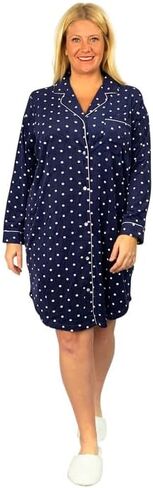 LA CERA Women's Silky Sheered Minky Fleece Plus Size Nightshirt With Rounded Shirt Collar & Button Front Placket in Saudi Arabia