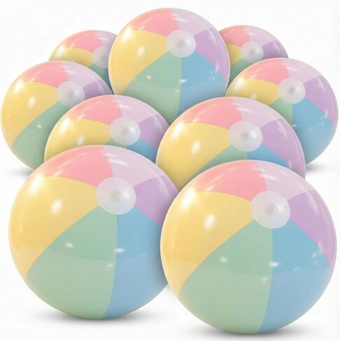 MiniInflat 12 Pcs Inflatable Beach Balls Bulk 24 Inch Jumbo Big Beach Balls Macaron Rainbow Color Beach Balls for Boys Girls Adults Summer Beach Swimming Pool Party Favor Water Games in Saudi Arabia