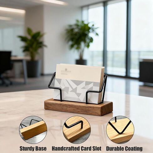 Wood Business Card Holder Desk Display Stand Business Card Organizer for Office Home Desktop in Kuwait
