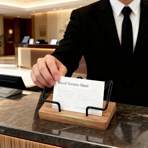 Wood Business Card Holder Desk Display Stand Business Card Organizer for Office Home Desktop in Kuwait