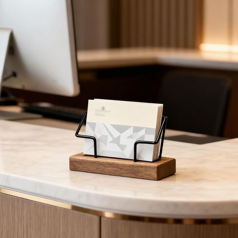 Wood Business Card Holder Desk Display Stand Business Card Organizer for Office Home Desktop in Kuwait
