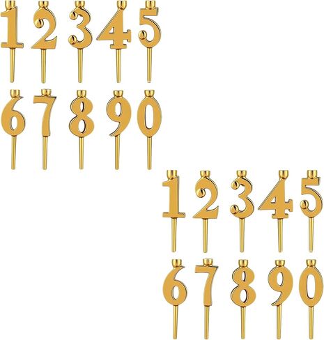2026 New Reusable Number Candle Holder Set, Silver Stainless Steel Adjustable Birthday Candle Holder for Birthdays Cakes Anniversaries Celebrations, Numbers 0-9 (Golden) in Kuwait