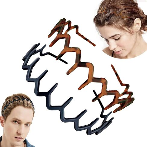 Zig Zag Headband for Women Men Comfortable & Wide Headbands for Yoga Gym Face Washing Workout Daily Use Classic 90s Plastic Hair Bands for Girls Teens | Cute Fashion Hair Accessories Gift & Valentine in Saudi Arabia