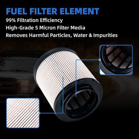 طقم فلتر الوقود وفاصل المياه FD-4615 متوافق مع محركات الديزل Ford 6.7L Powerstroke (2011-2016) F250 F350 F450 F550 Super Duty V8 #يستبدل FD-4615، BC3Z-9N184-B in Kuwait
