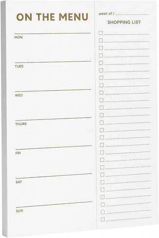 Gold Weekly Meal Planner and Grocery List Magnetic Notepad for Bridge, Meal Planning Pad with Tear Off Shopping List. Plan Weekly Menu Food for Weight Loss or Dinner List for Family (7x10") in Kuwait