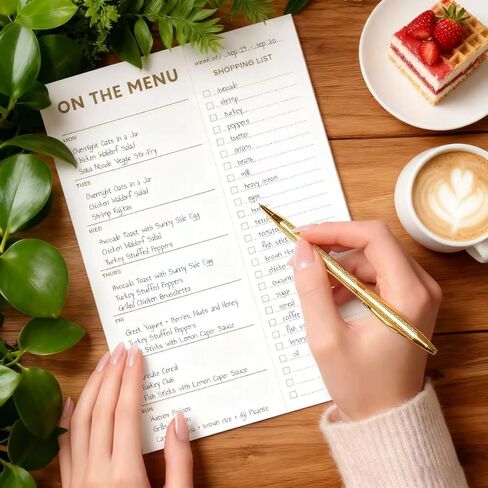 Gold Weekly Meal Planner and Grocery List Magnetic Notepad for Bridge, Meal Planning Pad with Tear Off Shopping List. Plan Weekly Menu Food for Weight Loss or Dinner List for Family (7x10") in Kuwait