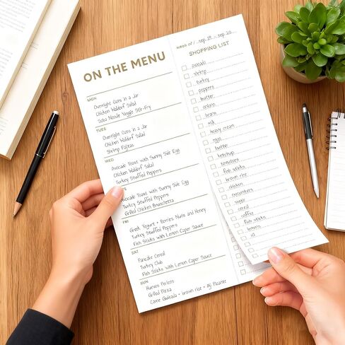 Gold Weekly Meal Planner and Grocery List Magnetic Notepad for Bridge, Meal Planning Pad with Tear Off Shopping List. Plan Weekly Menu Food for Weight Loss or Dinner List for Family (7x10") in Kuwait