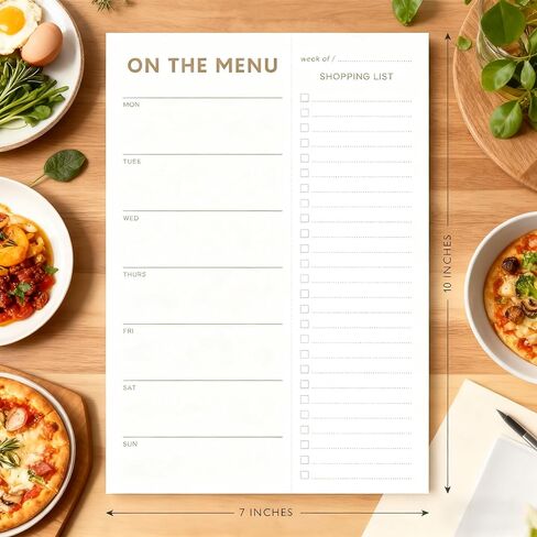 Gold Weekly Meal Planner and Grocery List Magnetic Notepad for Bridge, Meal Planning Pad with Tear Off Shopping List. Plan Weekly Menu Food for Weight Loss or Dinner List for Family (7x10") in Kuwait