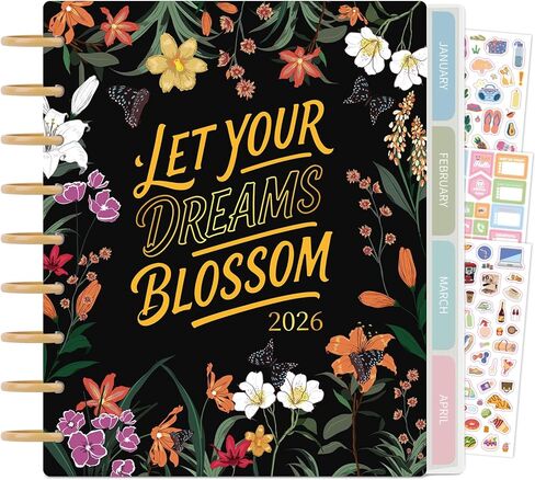 مخطط مرتبط بالقرص 2026، الأحجام الكلاسيكية (7 بوصة × 9.25 بوصة)، يناير 2026 - ديسمبر 2026 مخطط أسبوعي وشهري، كتاب تقويم ذو 9 فتحات للأقراص، كتاب جدول الأعمال مع 12 فواصل، غطاء ناعم - شجرة in Kuwait