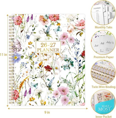 Planner 2026-2027 - Academic Planner 2026-2027, 8.5" x 11" Planner Weekly and Monthly, JULY 2026 to JUNE 2027, Calendar Planner with Monthly Tabs, Inner Pocket, Premium Paper, Twin-wire Binding in Saudi Arabia