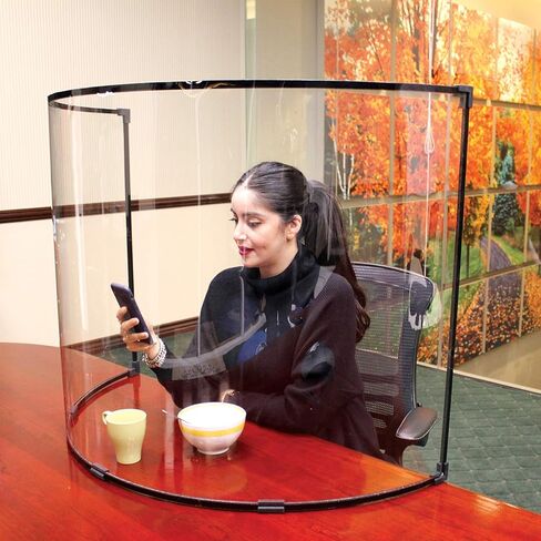 Curved Privacy Shield; Professional Grade, Cristal Clear Sneeze Guard, 38"x19"x30", Patent Pending in Saudi Arabia