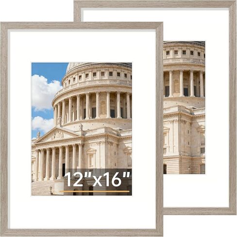 مجموعة إطارات صور Vitanly مقاس 8x10 مكونة من قطعتين، إطار خشبي صلب للجدار أو سطح الطاولة، صورة عرض 5x7 مع حصيرة أو 8x10 بدون حصيرة، طبيعي in Kuwait