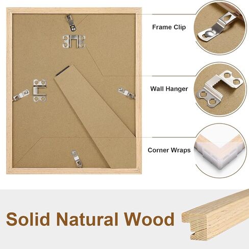 مجموعة إطارات صور Vitanly مقاس 8x10 مكونة من قطعتين، إطار خشبي صلب للجدار أو سطح الطاولة، صورة عرض 5x7 مع حصيرة أو 8x10 بدون حصيرة، طبيعي in Kuwait