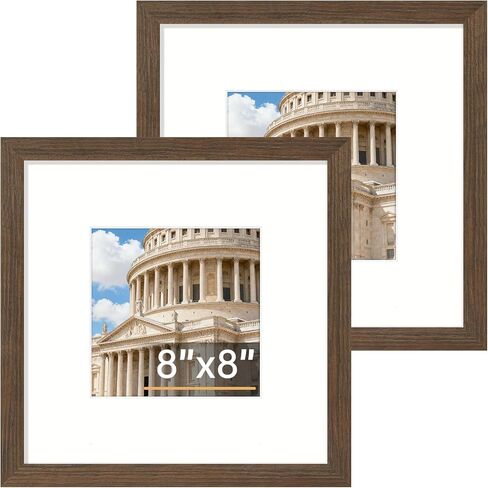مجموعة إطارات صور Vitanly مقاس 8x10 مكونة من قطعتين، إطار خشبي صلب للجدار أو سطح الطاولة، صورة عرض 5x7 مع حصيرة أو 8x10 بدون حصيرة، طبيعي in Kuwait