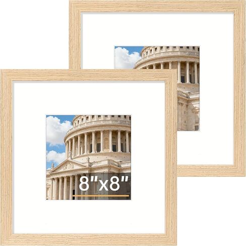 مجموعة إطارات صور Vitanly مقاس 8x10 مكونة من قطعتين، إطار خشبي صلب للجدار أو سطح الطاولة، صورة عرض 5x7 مع حصيرة أو 8x10 بدون حصيرة، طبيعي in Kuwait