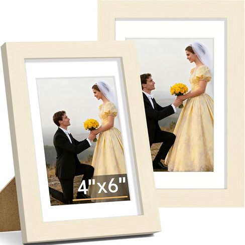 مجموعة إطارات صور Vitanly مقاس 8x10 مكونة من قطعتين، إطار خشبي صلب للجدار أو سطح الطاولة، صورة عرض 5x7 مع حصيرة أو 8x10 بدون حصيرة، طبيعي in Kuwait