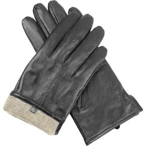 قفازات جلدية مبطنة بالكشمير من جلد الغنم الفاخر للرجال (MCA-BK-L) in Kuwait
