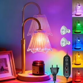 مصباح تدفئة الشموع RGB مع مؤقت، مصباح خافت قابل للتعديل لذوبان الشمع على شكل زهرة ذهبية، سخان شمع على شكل زهرة ذهبية، هدية عيد ميلاد تذوب الشمع للنساء، ديكور مكتب المنزل، متعدد الألوان RGB متضمنة 2 لمبات in Kuwait