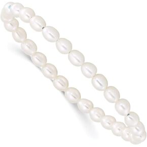 White Freshwater Cultured Pearl Stretch Bracelet Fine Jewelry Gifts For Her (4-4.5mm), 7" in Saudi Arabia