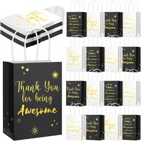 Gueevin 40 Pcs Thank You Gift Bags Thank You for Being Awesome Bags Gift Paper Bags Inspirational Appreciation Gift Bags with Handles for Employee Coworker Colleague, 8.3 x 5.9 x 3.2 Inches, White in Kuwait