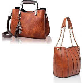 حقائب يد من الجلد النباتي البني من rofozzi للنساء، محفظة من الجلد الصناعي للنساء، محفظة كروس بمقبض علوي in Kuwait