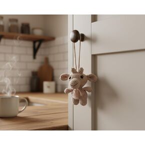 Goat Desk or Home Decor, Car Charm, Handmade Crochet Cute Amigurumi Animal Ornament for Rearview Mirror, Unique Gift for Animal Lovers, Handcrafted Farmhouse Style in Kuwait