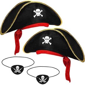 طقم قبعات القراصنة للهالوين مكون من 4 قطع ملحقات القراصنة قبعات الحفلات الممتعة زي حفلات الكبار تحت عنوان القراصنة لوازم الحفلات in Kuwait