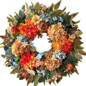 WANNA-CUL Patriotic Wreath Decorations, 24 Inch Hydrangea 4th of July Wreaths for Front Door, Red White Blue Spring Door Wreath for Independence Day, Memorial Day for Indoor Outdoor Decor in Saudi Arabia