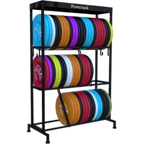 رفوف تخزين قرص الجولف، حامل تخزين ذو سعة كبيرة للأقراص الرياضية، منظم أرفف معدنية من 4 طبقات للمنزل والطابق السفلي من المرآب in Kuwait