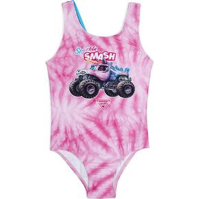 Monster Jam Girls UPF 50+ One Piece Bathing Suit Toddler to Little Kid Sparkle Smash in Saudi Arabia