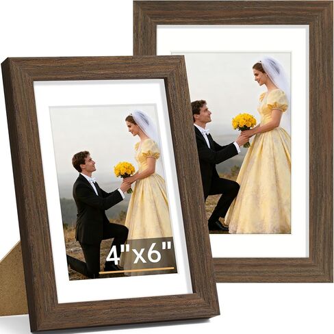 مجموعة إطارات صور Vitanly مقاس 8x10 مكونة من قطعتين، إطار خشبي صلب للجدار أو سطح الطاولة، صورة عرض 5x7 مع حصيرة أو 8x10 بدون حصيرة، طبيعي in Kuwait