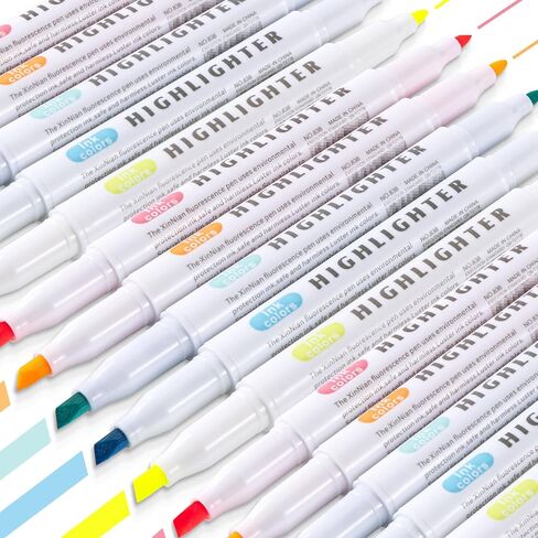ZWlOT 30 Count Dual-Tip Highlighter Marker Set, Highlighters Assorted Colors, Quick-Drying Dual-Tip Fine-Point Highlighter Pen, Non-Bleeding Ink, Ideal for Bible Journals, Books and Notes (30 colors) in Kuwait