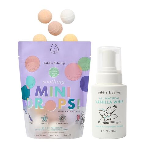 كرات استحمام دابل آند دولوب، كرات استحمام طبيعية 100% للأطفال، روائح استوائية - مصنوعة في الولايات المتحدة الأمريكية، قطرات مرطبة ومرحة، خالية من البارابين والكبريتات، نباتية، خالية من الغلوتين، خالية من مسببات الدموع (مجموعة من 12) in Kuwait