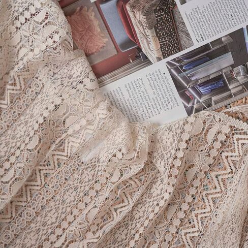 Boho Style Cotton Curtains Semi Blackout Window Bohemian Decoration Drapes Lace Crochet Macrame Lace Semi-Sheer Vintage Tassels Windows Curtains Panels for Living Room(Size:150x60cm) in Saudi Arabia