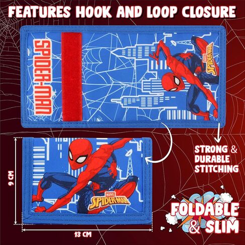 محفظة مارفل سبايدرمان للأولاد والبنات محافظ أطفال ثلاثية الطي مع جيب بسحاب للعملات المعدنية وحامل البطاقات هدايا شخصية البطل الخارق in Kuwait