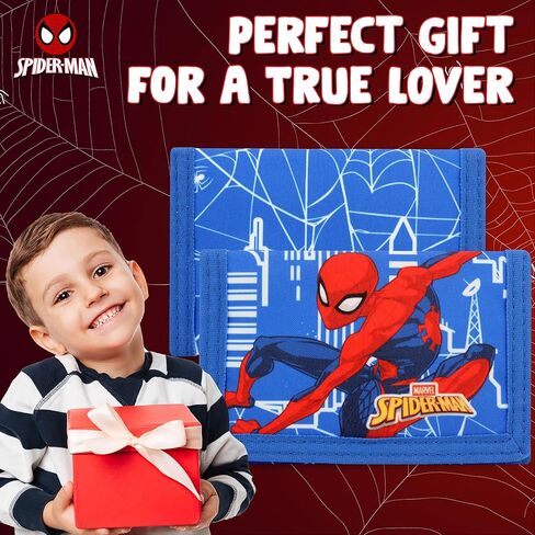 محفظة مارفل سبايدرمان للأولاد والبنات محافظ أطفال ثلاثية الطي مع جيب بسحاب للعملات المعدنية وحامل البطاقات هدايا شخصية البطل الخارق in Kuwait