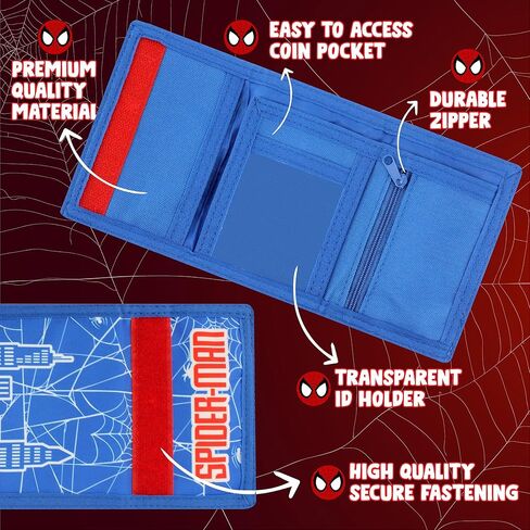 محفظة مارفل سبايدرمان للأولاد والبنات محافظ أطفال ثلاثية الطي مع جيب بسحاب للعملات المعدنية وحامل البطاقات هدايا شخصية البطل الخارق in Kuwait