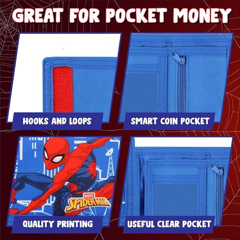 محفظة مارفل سبايدرمان للأولاد والبنات محافظ أطفال ثلاثية الطي مع جيب بسحاب للعملات المعدنية وحامل البطاقات هدايا شخصية البطل الخارق in Kuwait