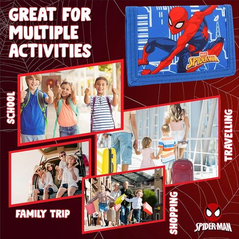 محفظة مارفل سبايدرمان للأولاد والبنات محافظ أطفال ثلاثية الطي مع جيب بسحاب للعملات المعدنية وحامل البطاقات هدايا شخصية البطل الخارق in Kuwait