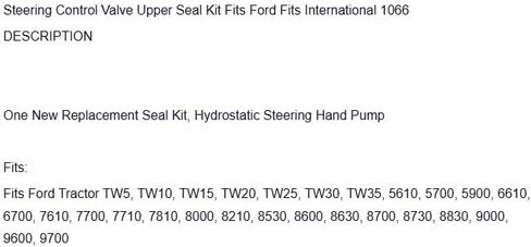 استبدال مجموعة الختم العلوي لصمام التحكم في توجيه Ford يناسب 1066 OEM in Saudi Arabia