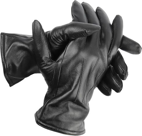 قفازات جلدية مبطنة بالكشمير من جلد الغنم الفاخر للرجال (MCA-BK-L) in Kuwait