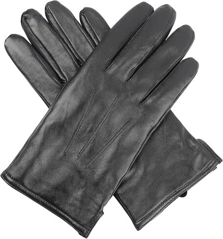 قفازات جلدية مبطنة بالكشمير من جلد الغنم الفاخر للرجال (MCA-BK-L) in Kuwait