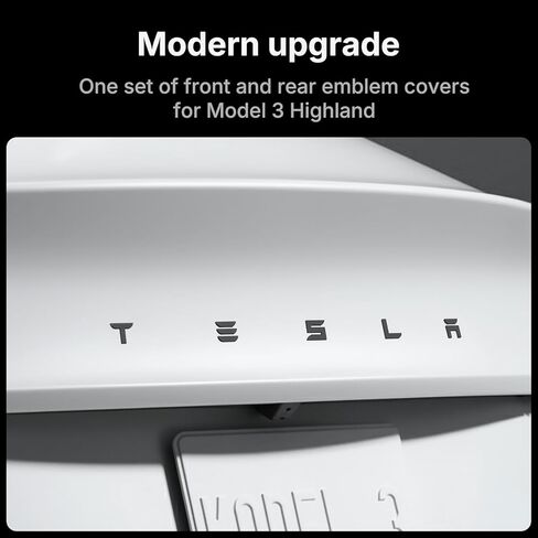 Black Emblem Cover Kit for Model 3 Highland 2024 2025 – Matte Black Knight Style Front T Logo & Rear Letters Overlay Stickers, Injection-Molded Plastic Full Cover Accessories (Matte Black) in Saudi Arabia